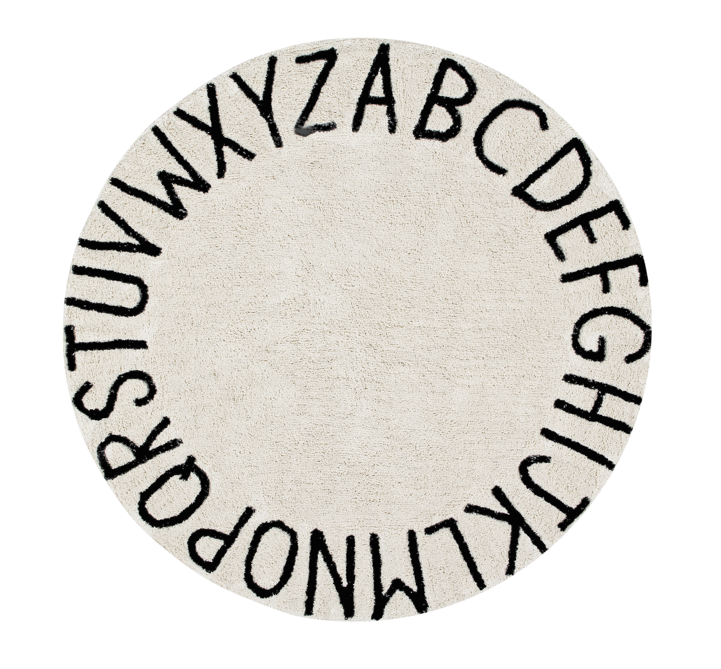 Tapis coton motif alphabet beige D150cm