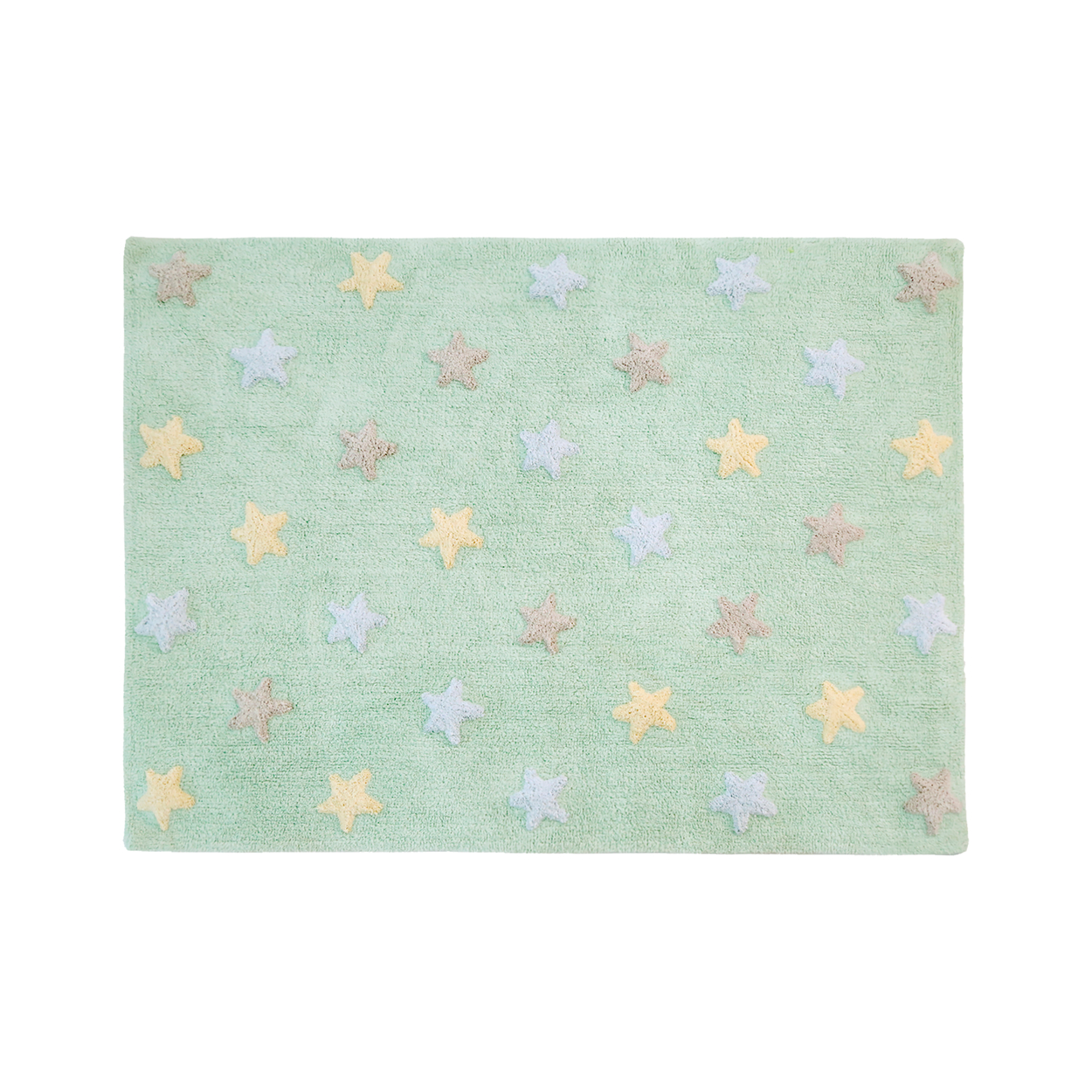Tapis coton vert motif petites étoiles 120x160