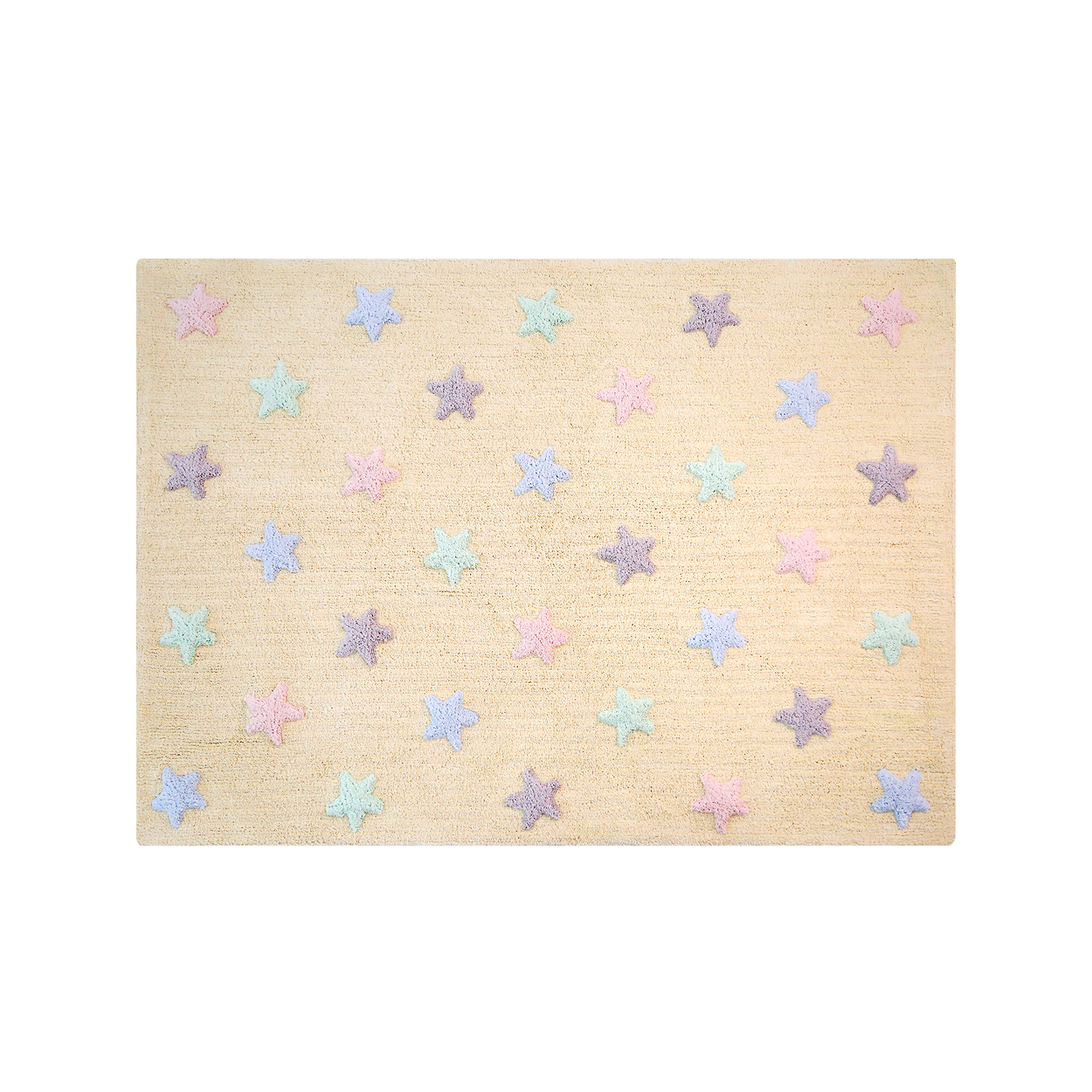 Tapis coton vanille motif petites étoiles 120x160