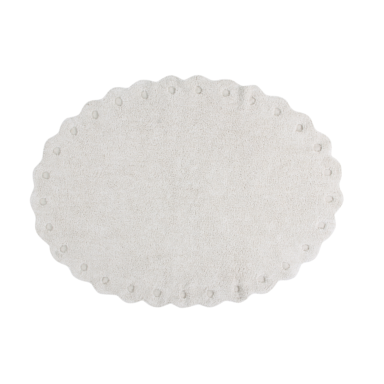 Tapis coton lavable ovale pomme de pin ivoire 130x180cm