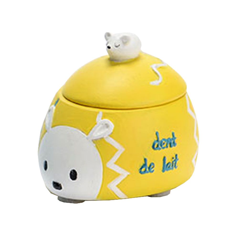 Petite boite en résine à dents de lait hérisson jaune Petite boite en résine à dents de lait hérisson jaune