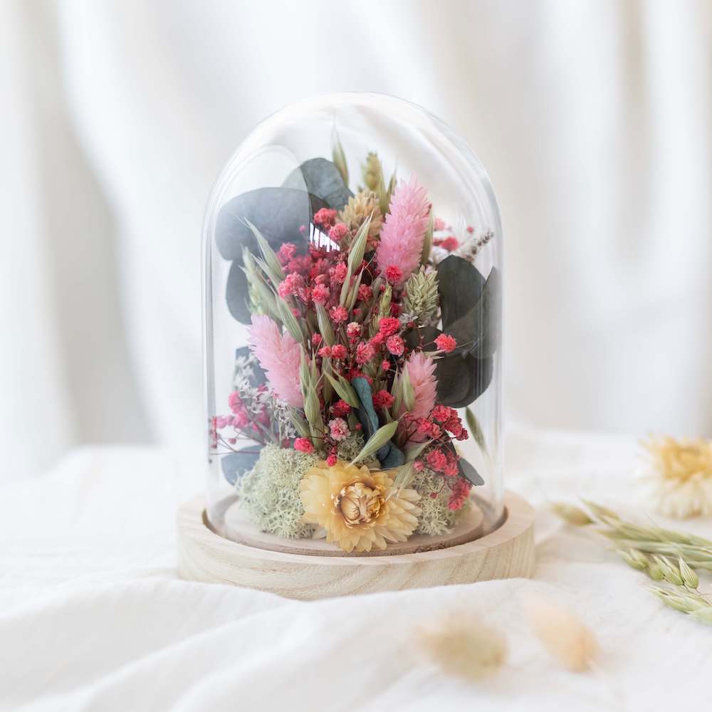 Cloche fleurs séchées Hector H16cm Cloche fleurs séchées Hector H16cm