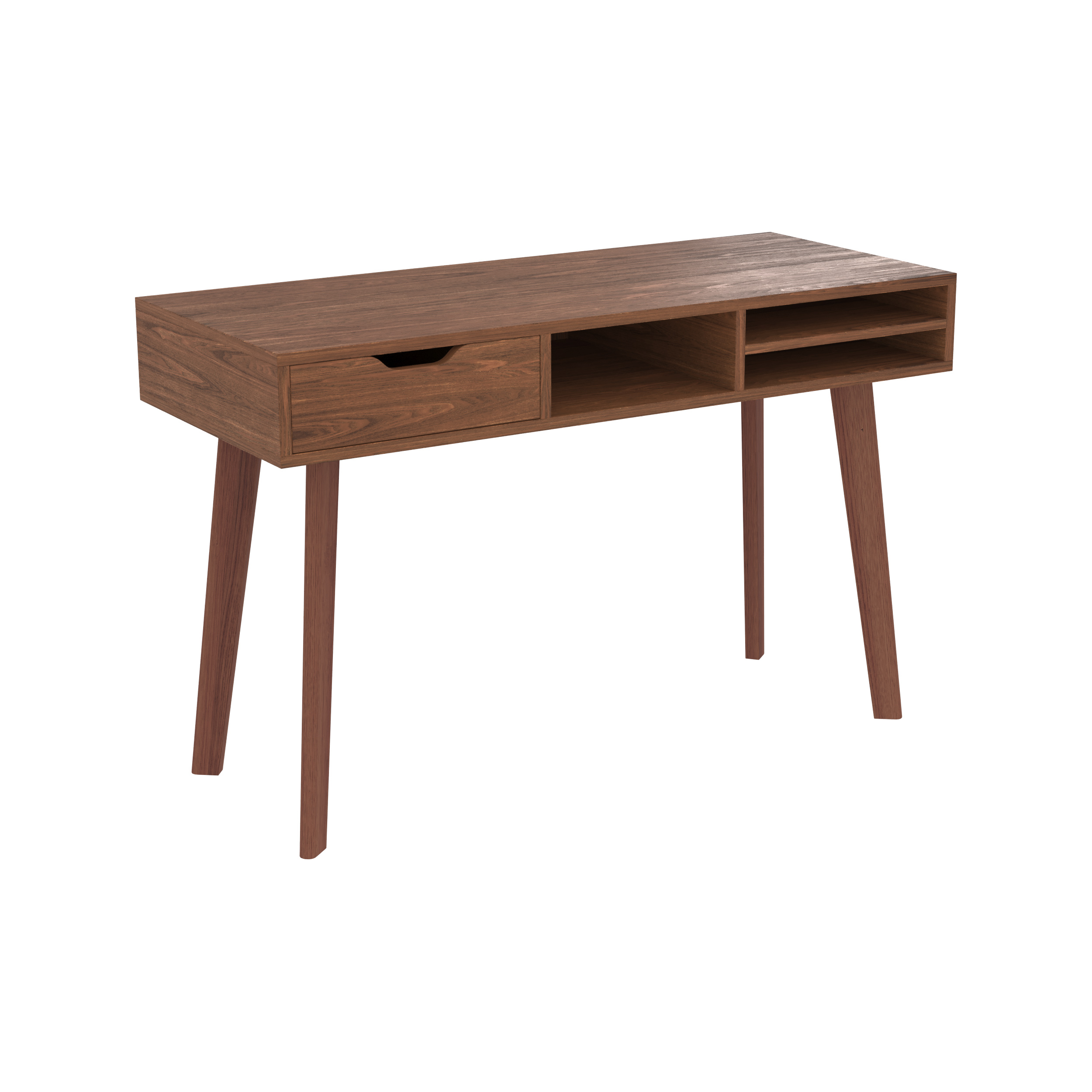 Bureau 1 tiroir et 3 niches en bois foncé Bureau 1 tiroir et 3 niches en bois foncé