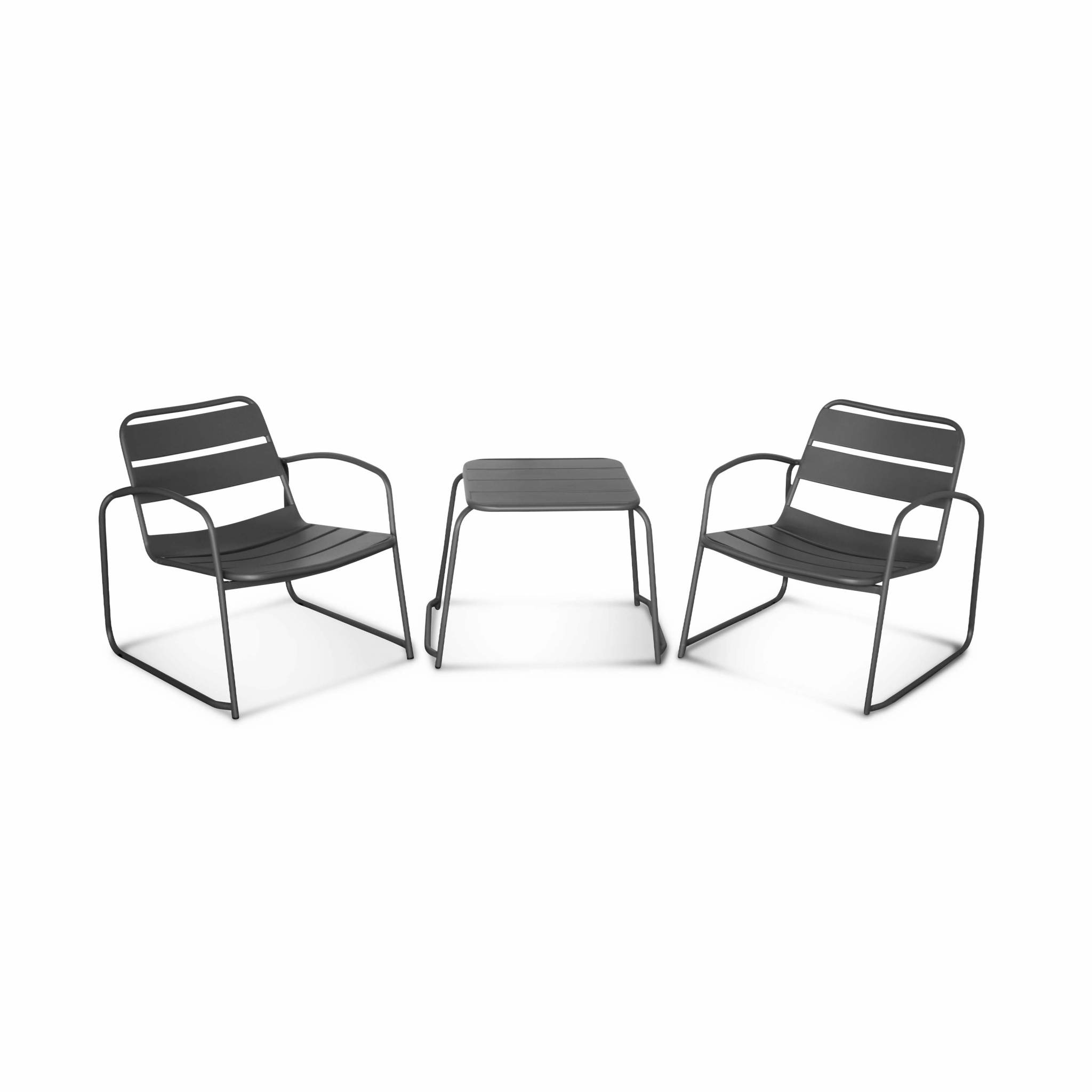 Set de jardin relax 2 personnes en métal gris Set de jardin relax 2 personnes en métal gris
