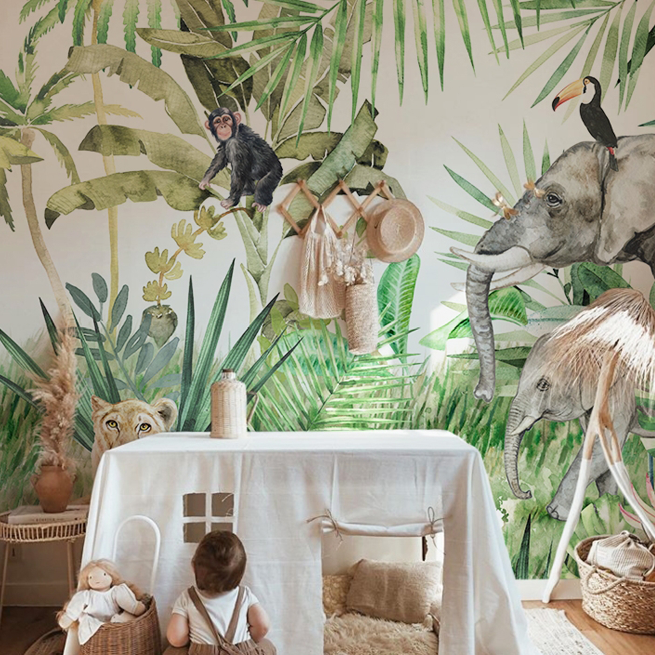 Papier peint panoramique Animaux dans la jungle 255x260cm (Yeda Design) - Image 2