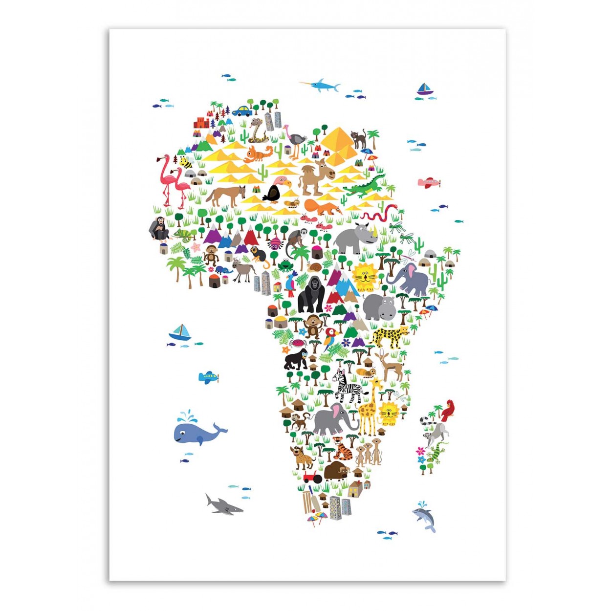 ANIMAL MAP OF AFRICA - Affiche d'art 50 x 70 cm ANIMAL MAP OF AFRICA - Affiche d'art 50 x 70 cm
