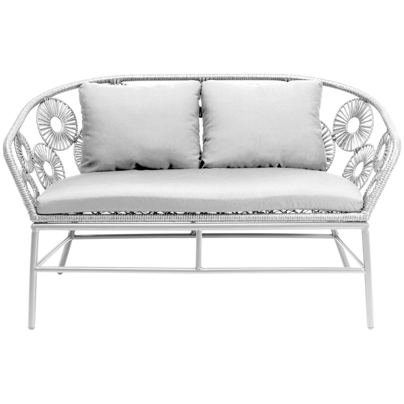 Canapé de jardin en tissu blanc et acier