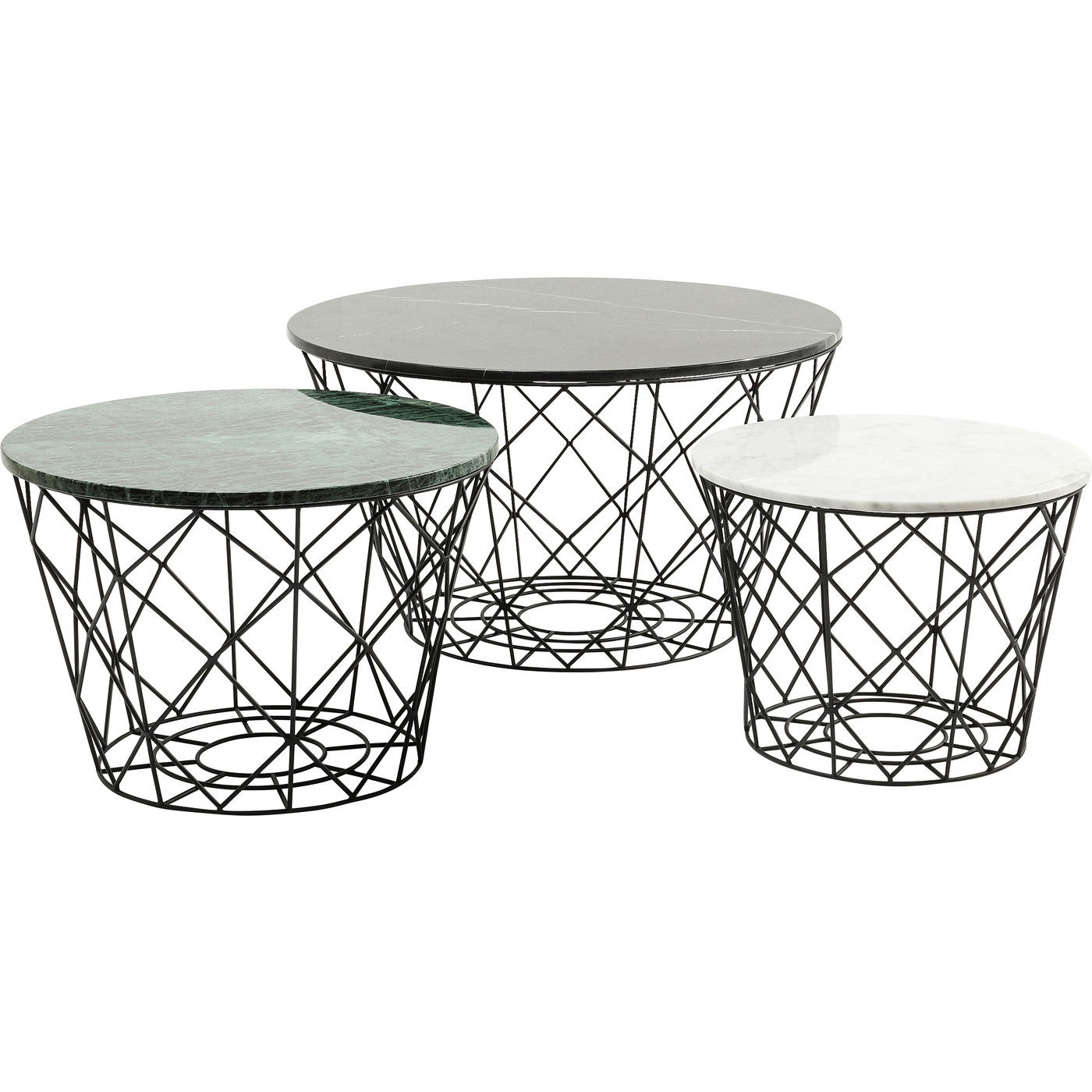 3 tables basses en marbre et acier 3 tables basses en marbre et acier