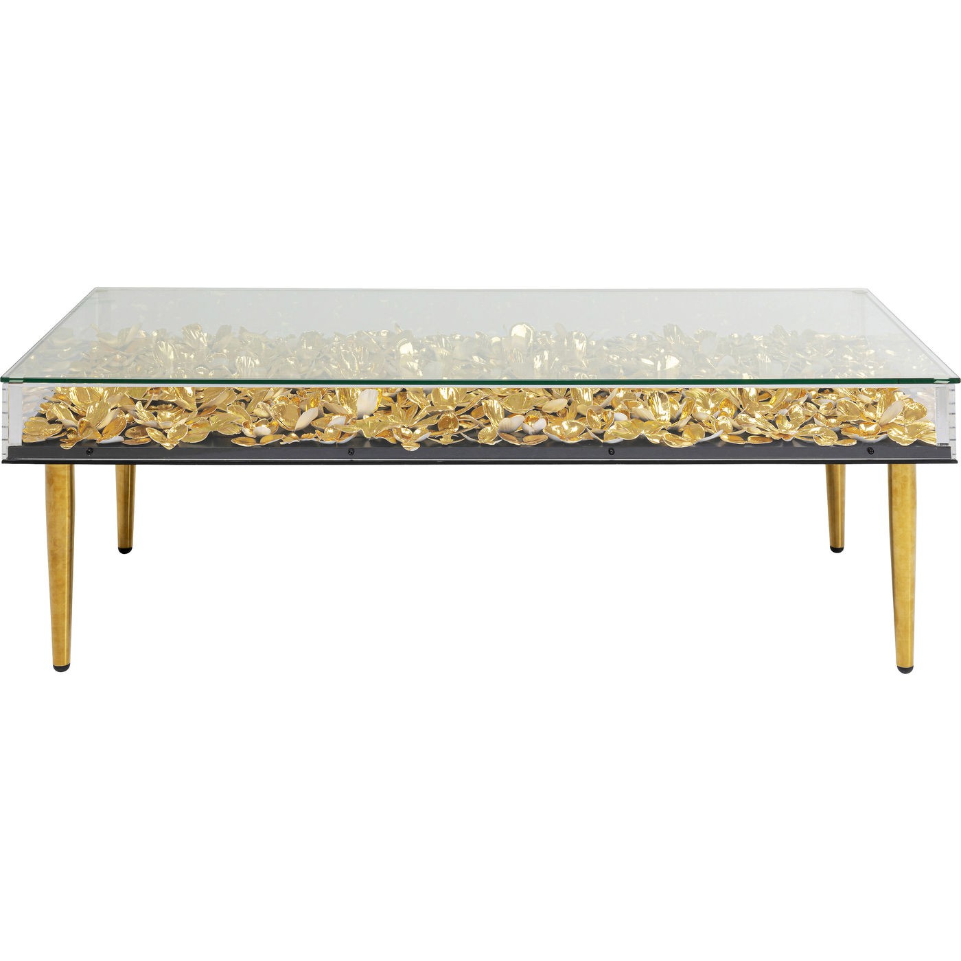Table basse dorée fleurs en papier