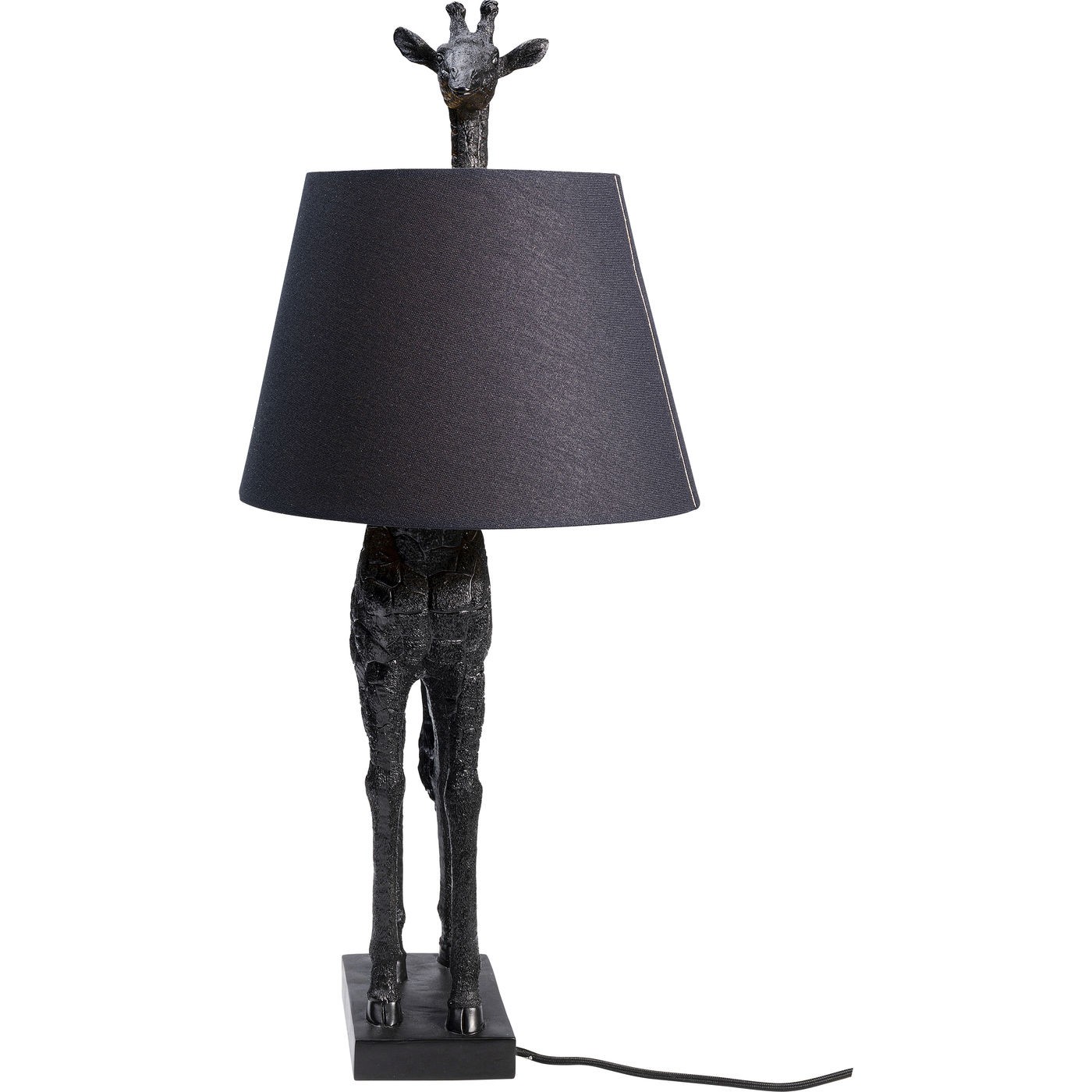 Lampe girafe en polyrésine noire et abat-jour en coton Lampe girafe en polyrésine noire et abat-jour en coton