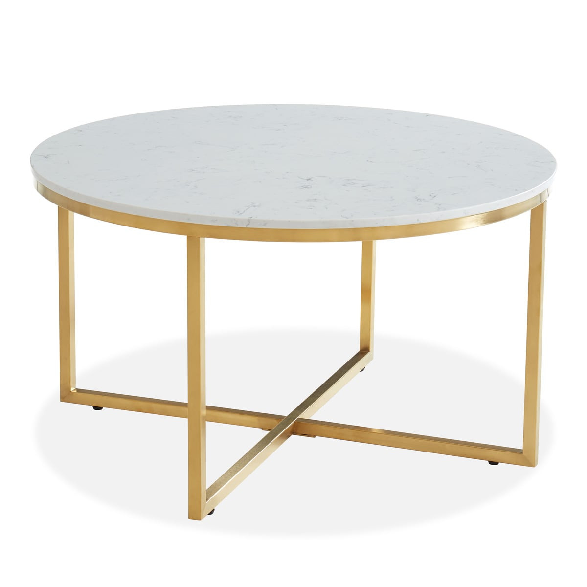 Table basse ronde marbre blanc & métal doré