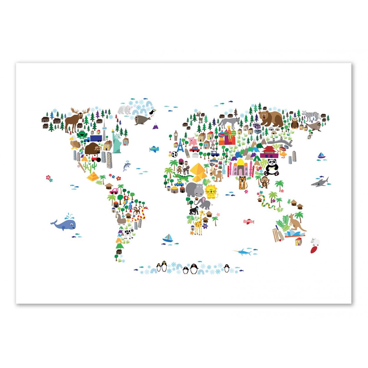 ANIMAL WORLD MAP - Affiche d'art 50 x 70 cm ANIMAL WORLD MAP - Affiche d'art 50 x 70 cm