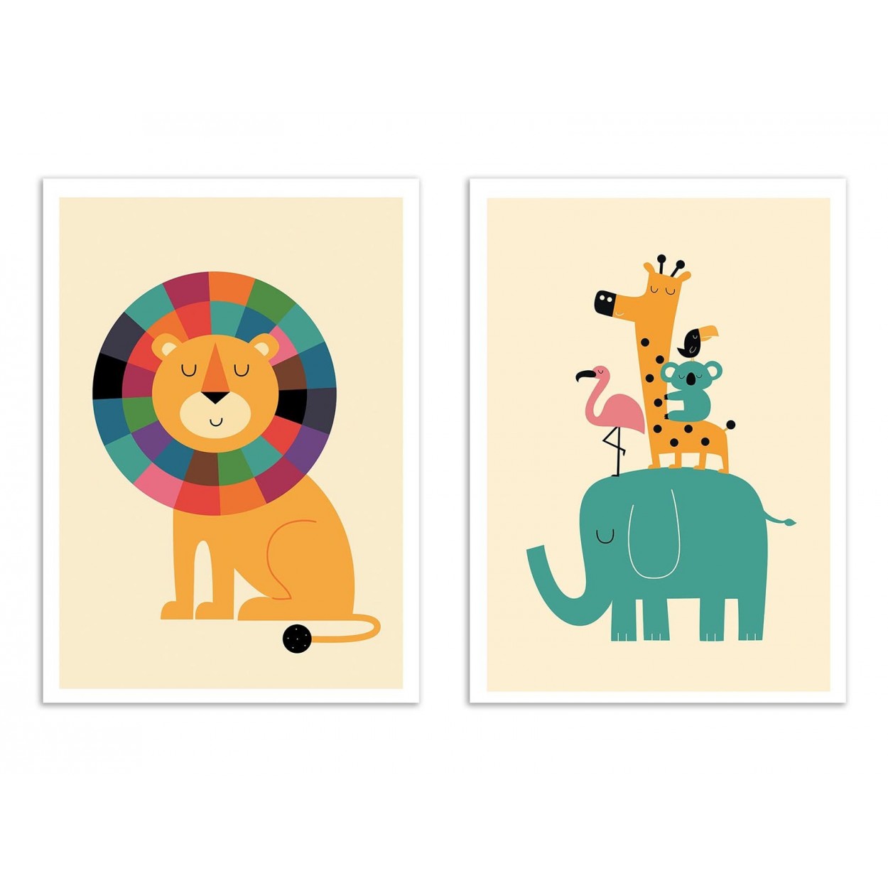 ANIMAUX DE LA JUNGLE - 2 Affiches d'art 30 x 40 cm ANIMAUX DE LA JUNGLE - 2 Affiches d'art 30 x 40 cm