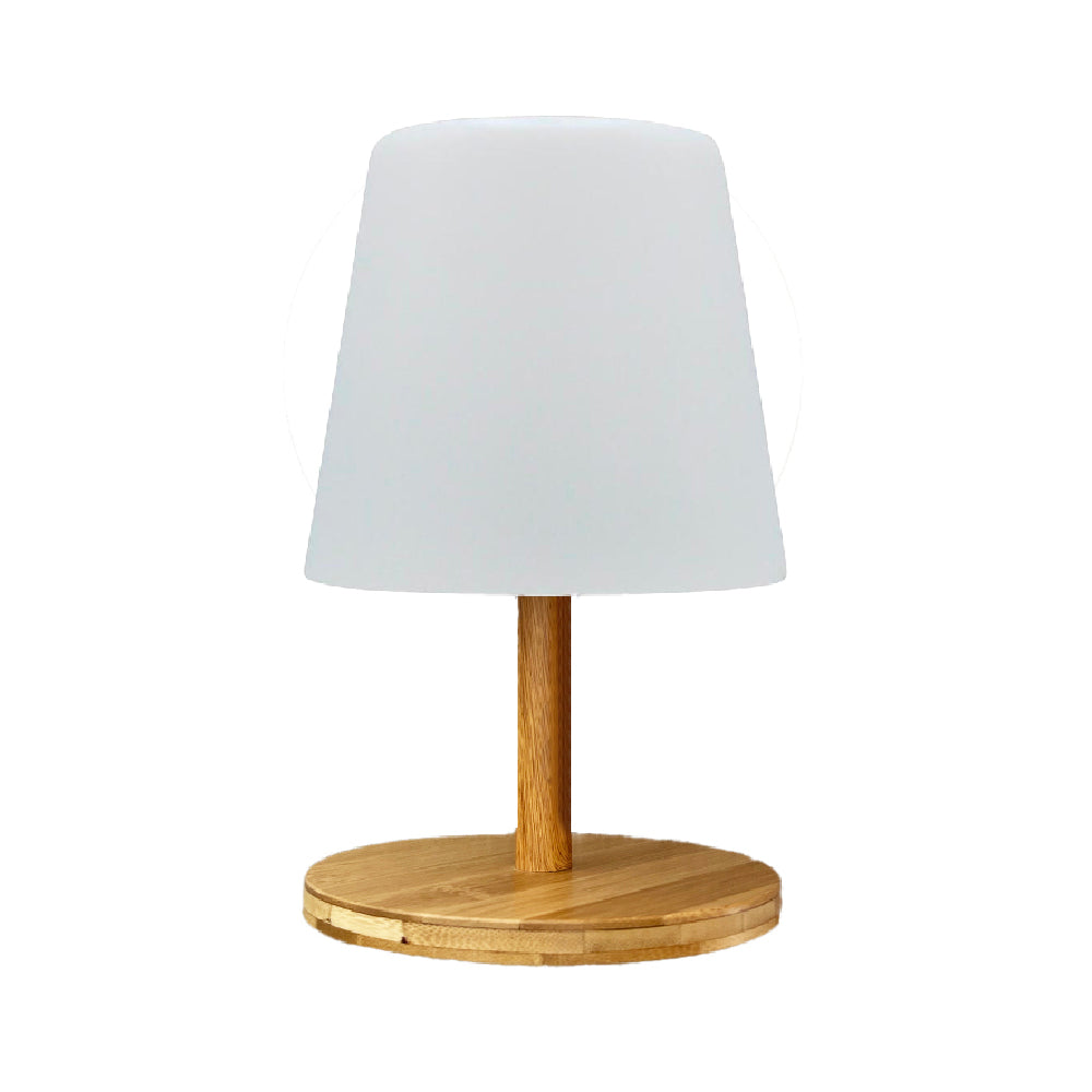 Lampe de table sans fil pied en bois bois blanc H25cm