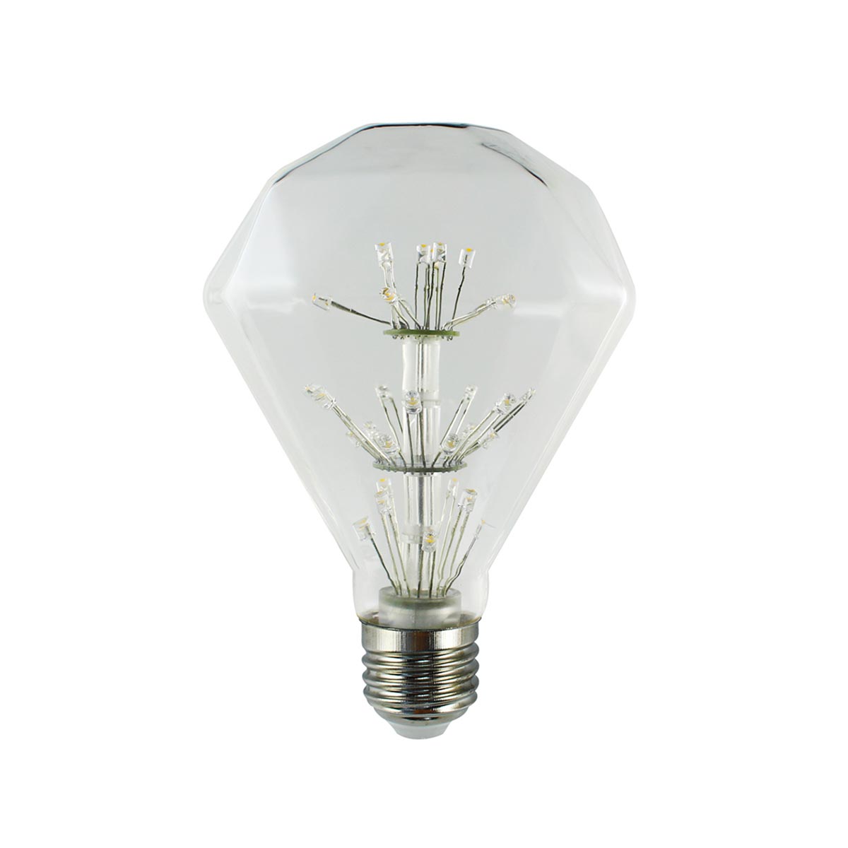 Ampoule LED E27 diamant verre transparent H14cm Ampoule LED E27 diamant verre transparent H14cm