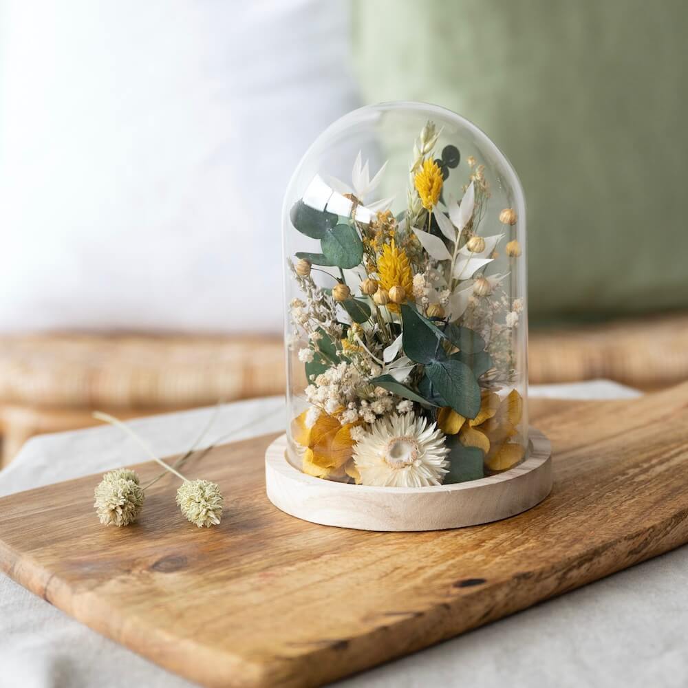 Cloche fleurs séchées Ambroise H16cm Cloche fleurs séchées Ambroise H16cm