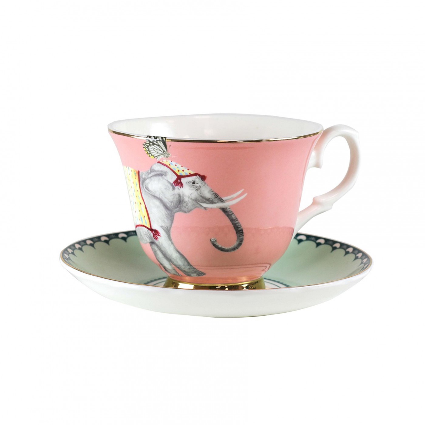 Tasse à thé et soucoupe en porcelaine éléphant Tasse à thé et soucoupe en porcelaine éléphant