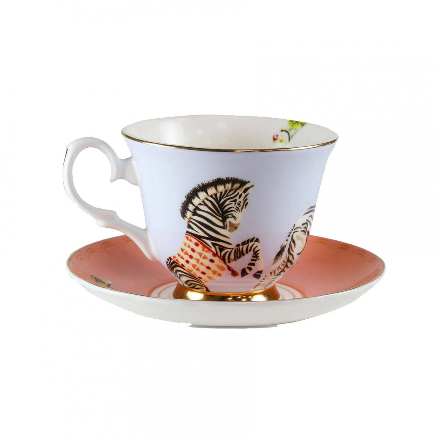 Tasse à thé et soucoupe en porcelaine zèbre Tasse à thé et soucoupe en porcelaine zèbre