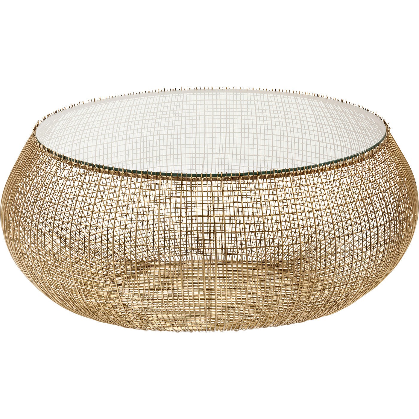Table basse ronde en verre et acier doré