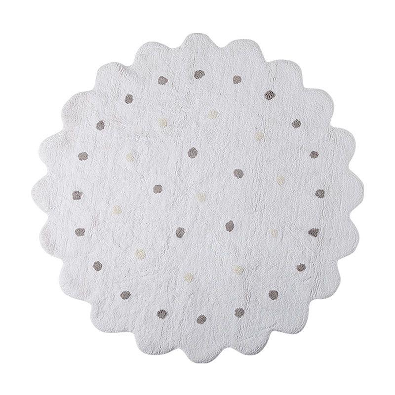 Tapis coton motif galette rond blanc D140cm