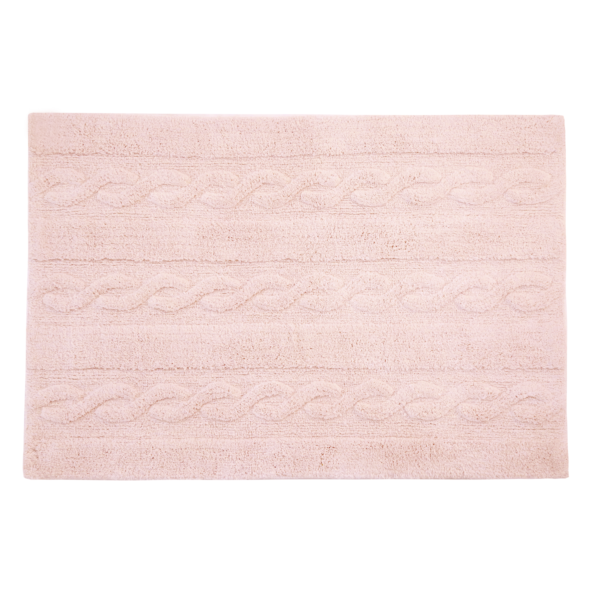 Tapis coton motif tresse rose 120x80