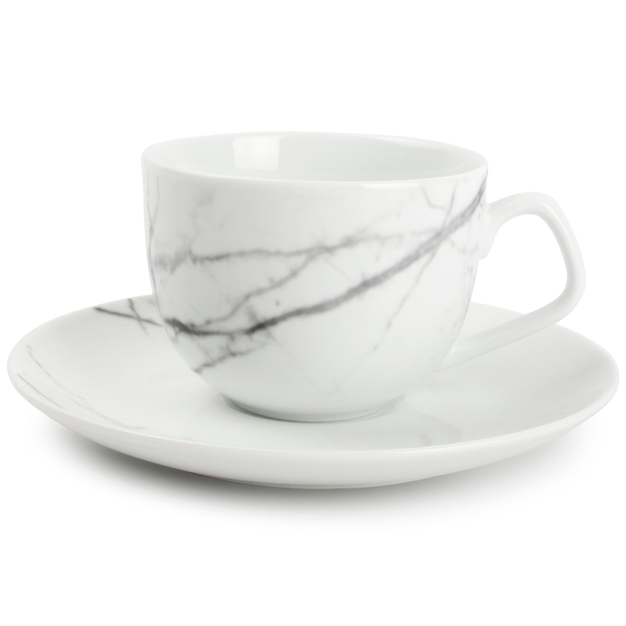 Set de 4 - Tasse et soucoupe marbre Ø 9cm Set de 4 - Tasse et soucoupe marbre Ø 9cm