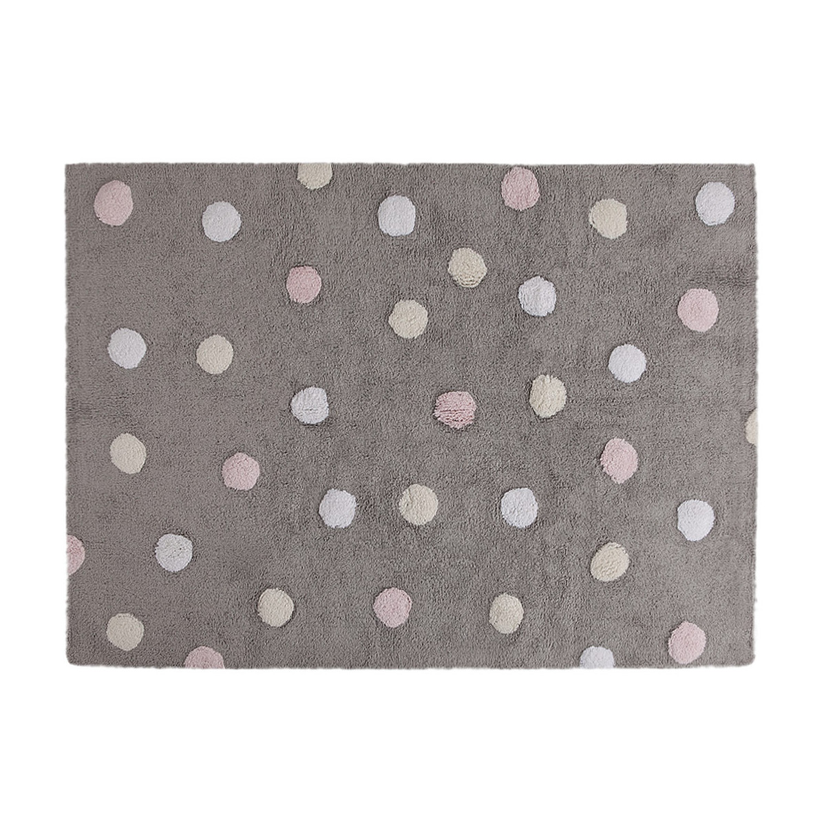 Tapis coton motif pois 3 couleurs gris-rose 120x160