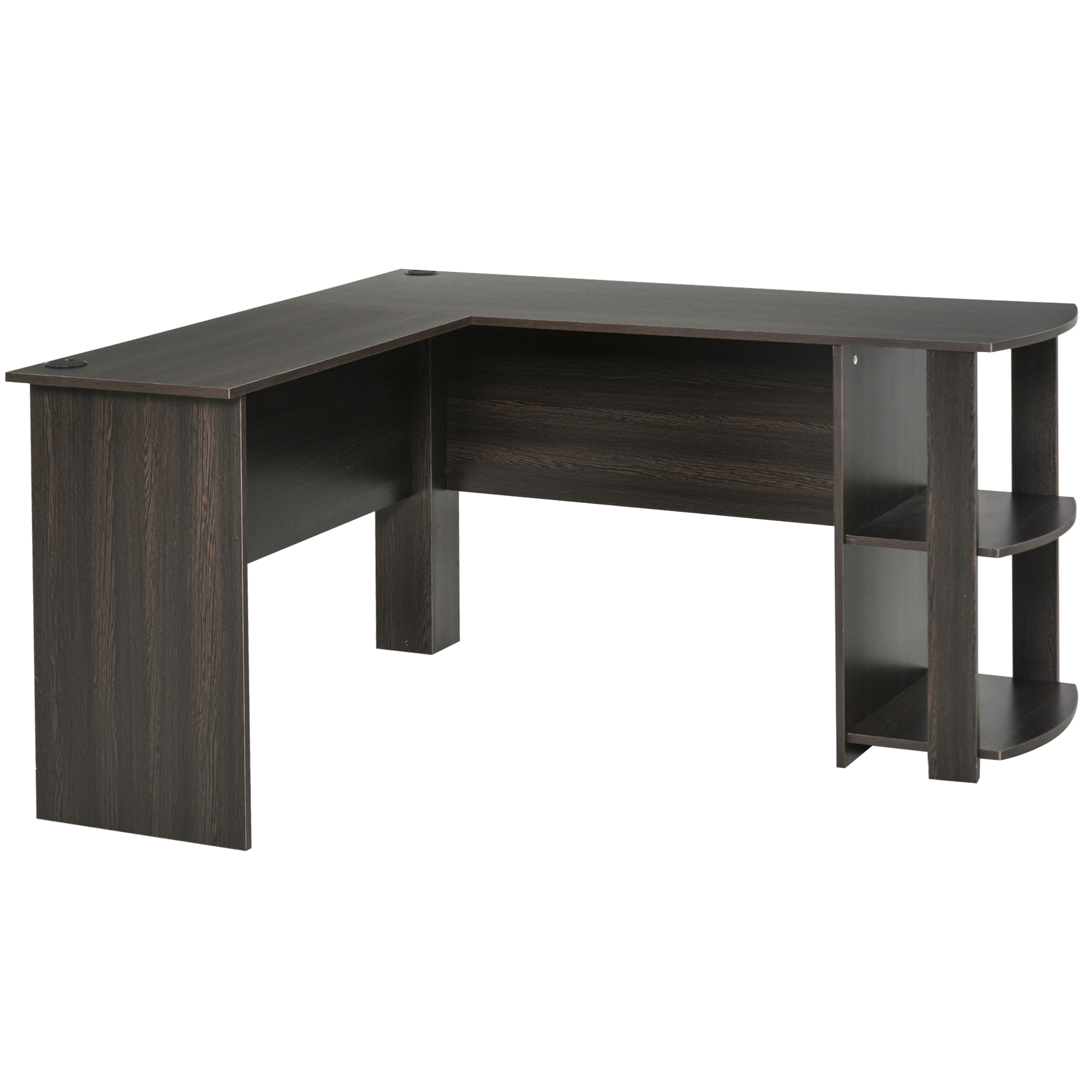 Bureau d'angle avec étagères imitation wengé Bureau d'angle avec étagères imitation wengé