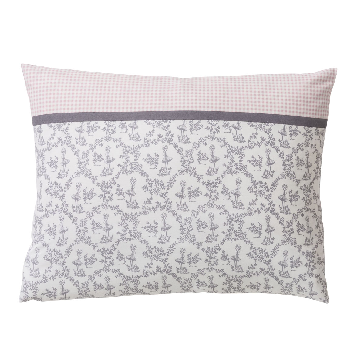 Taie d'oreiller en coton rose et gris 50x70 Taie d'oreiller en coton rose et gris 50x70
