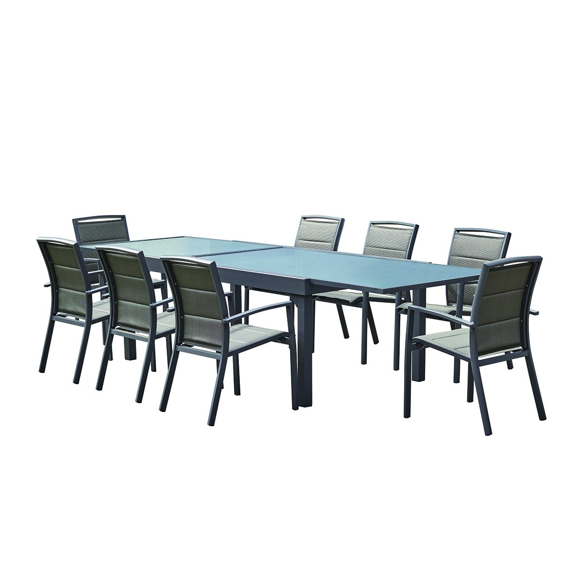 Salon de jardin extensible en aluminium gris 8/12 places