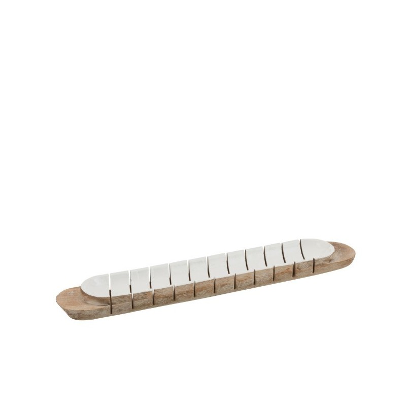 Plat rayures bois de manguier blanc L66,5cm Plat rayures bois de manguier blanc L66,5cm