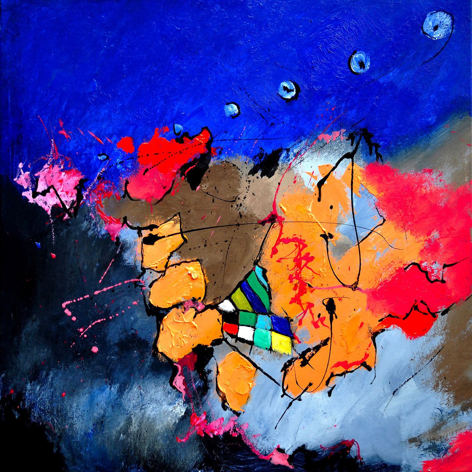 Tableau abstrait jeu de couleurs Toile imprimée Tableau abstrait jeu de couleurs Toile imprimée