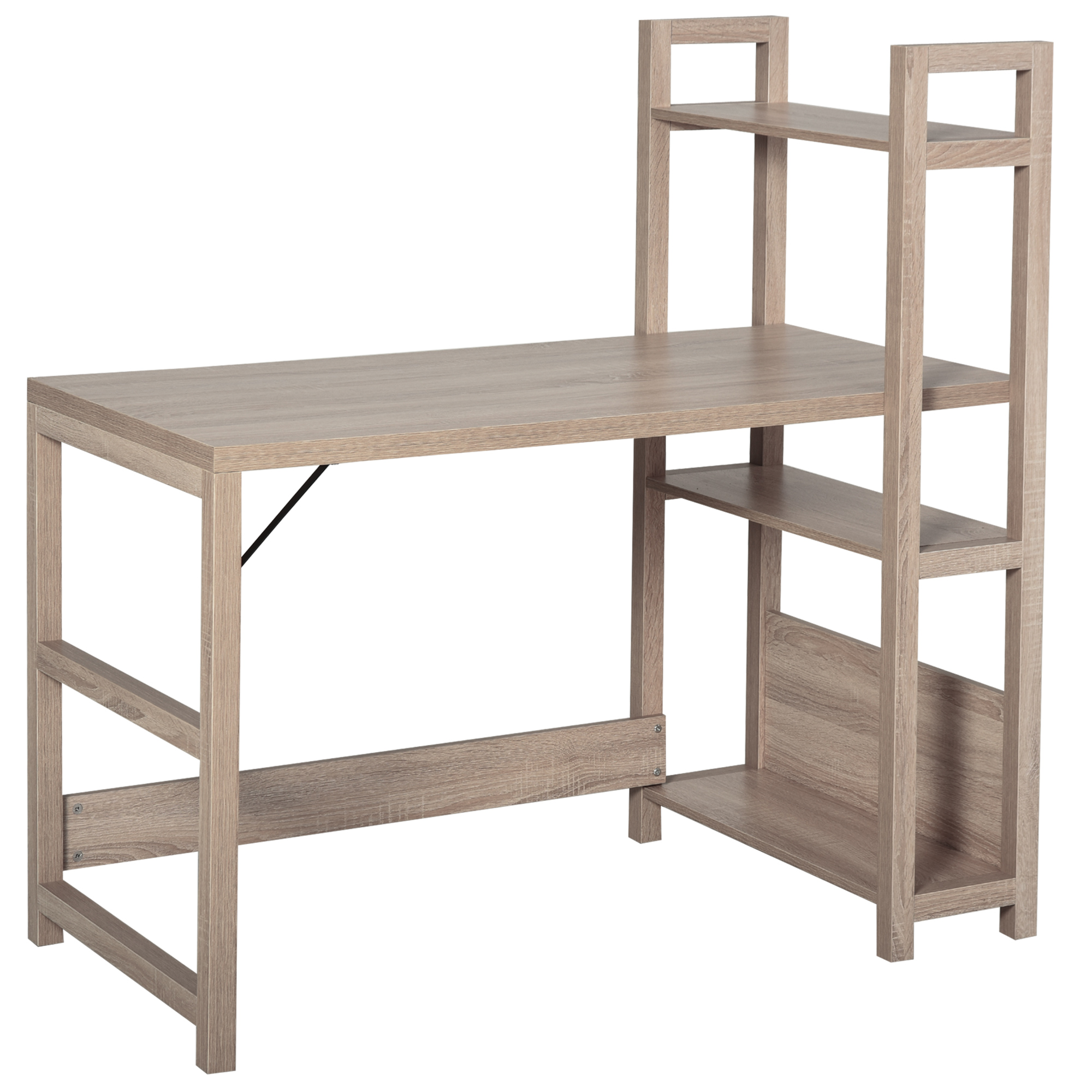 Bureau bibliothèque 3 étagères aspect bois chêne clair Bureau bibliothèque 3 étagères aspect bois chêne clair