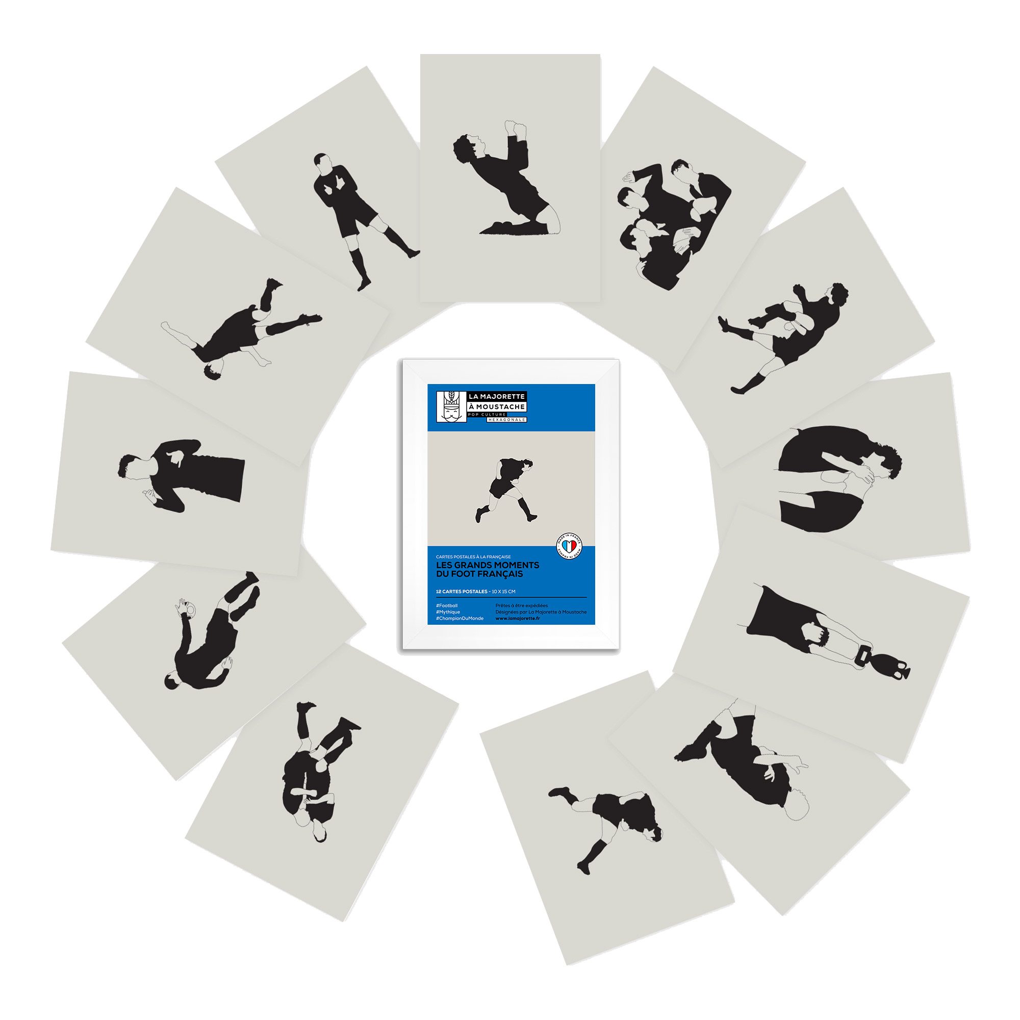 Etui 12 cartes postales - Les grands moments du football français Etui 12 cartes postales - Les grands moments du football français