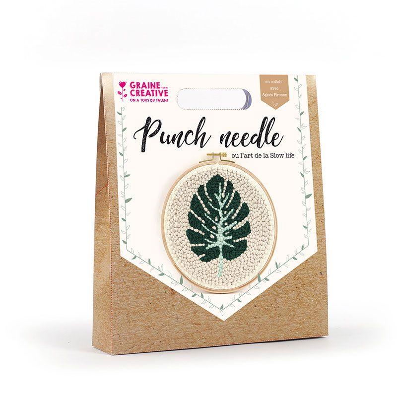 Coffret punch needle feuille tropicale D20cm Coffret punch needle feuille tropicale D20cm