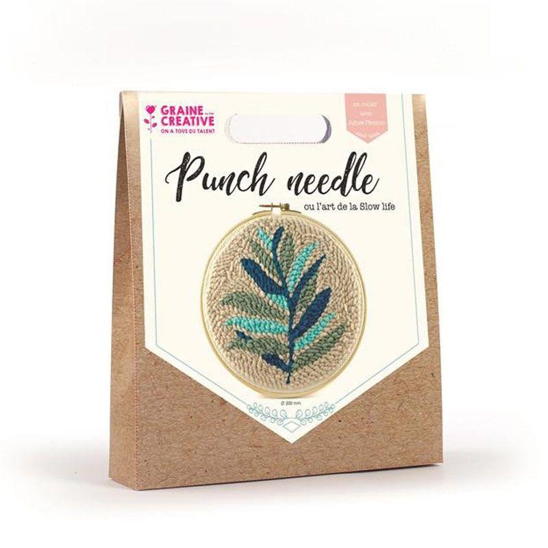 Coffret punch needle feuillage fougère D20cm Coffret punch needle feuillage fougère D20cm