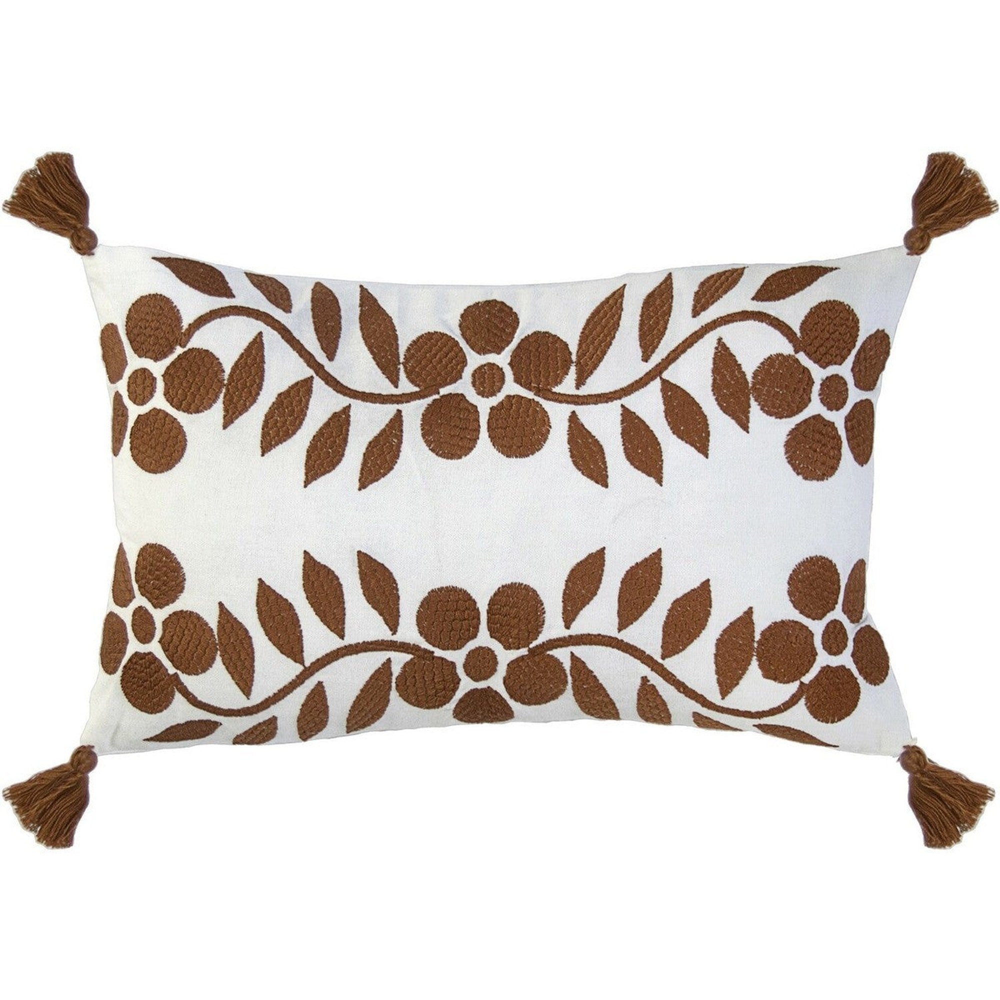 Housse de coussin en coton brodé 50x30 Rouge brique Housse de coussin en coton brodé 50x30 Rouge brique