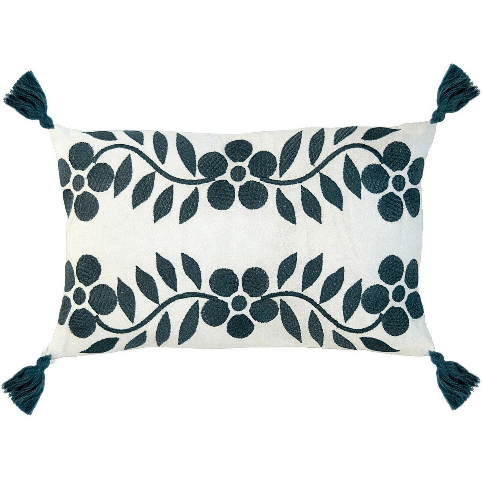 Housse de coussin en coton brodé 50x30 Bleu nuit Housse de coussin en coton brodé 50x30 Bleu nuit