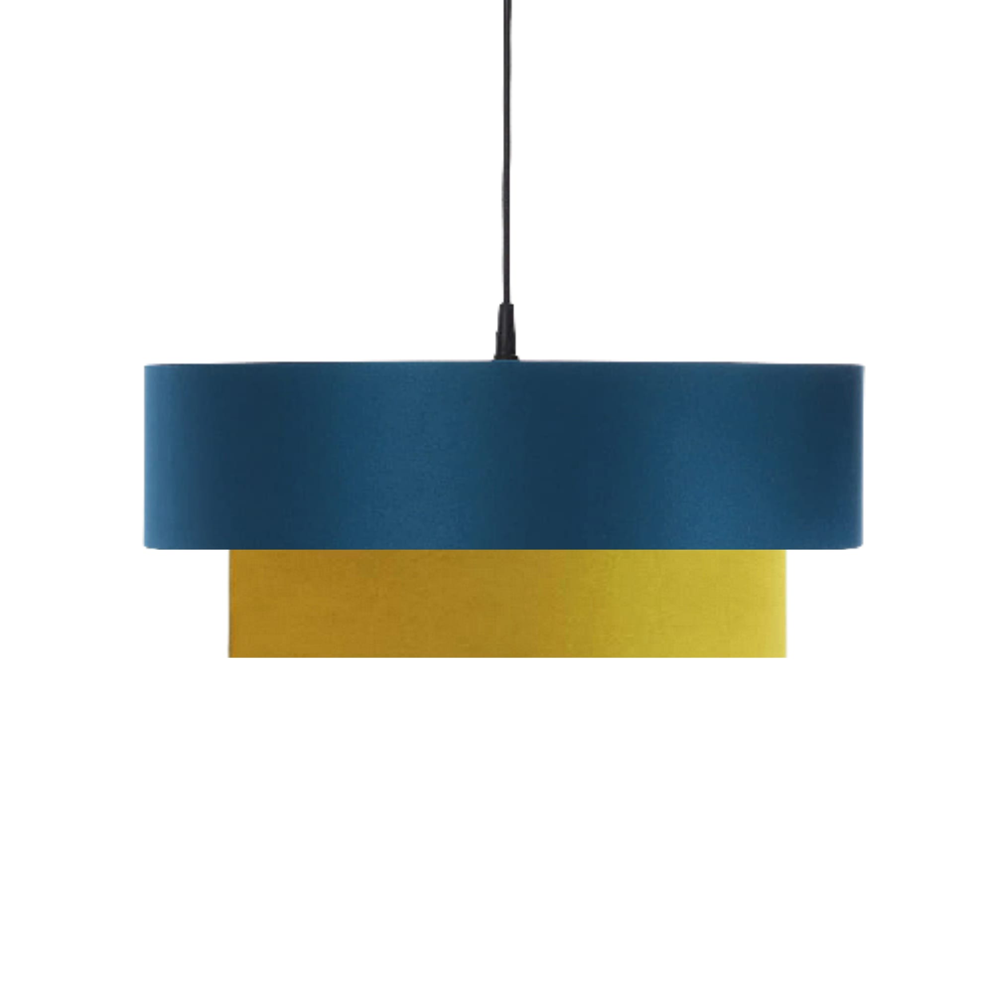 Suspension déco en coton bleu canard et jaune moutarde Ø 40cm Suspension déco en coton bleu canard et jaune moutarde Ø 40cm