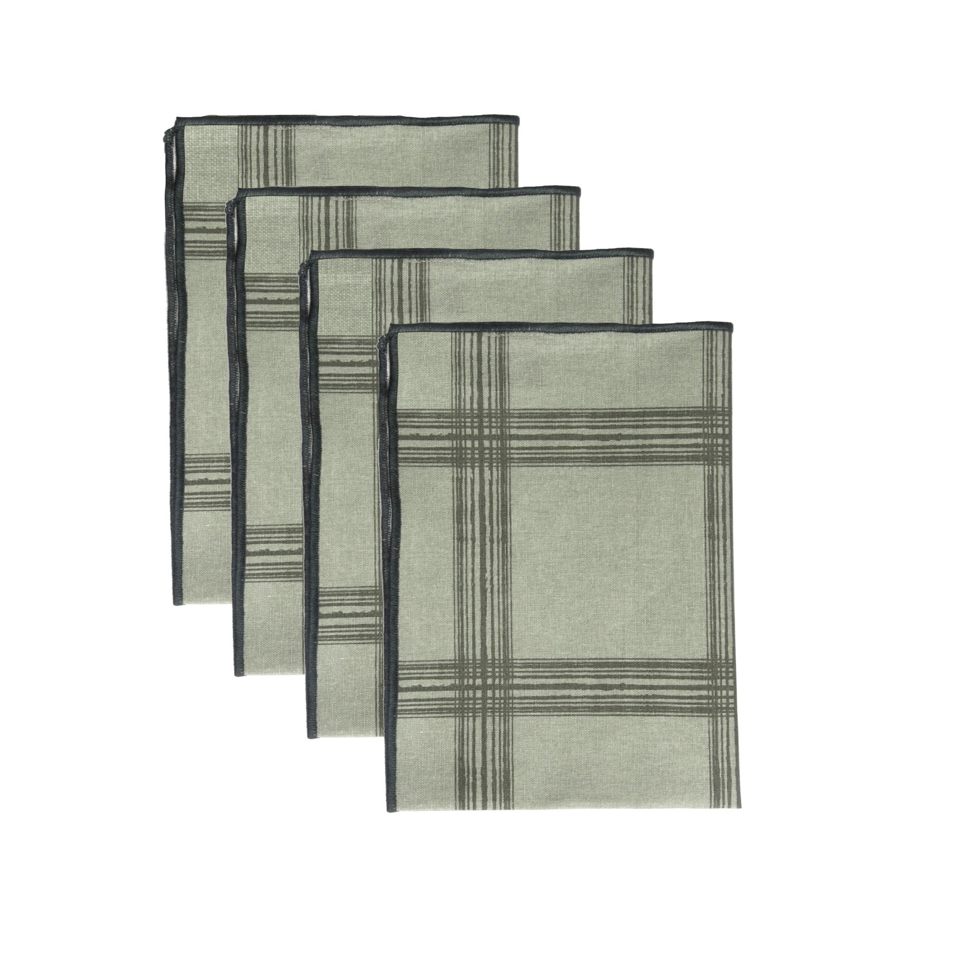 Serviettes (set de 4) en coton 45x45 Vert lichen Serviettes (set de 4) en coton 45x45 Vert lichen