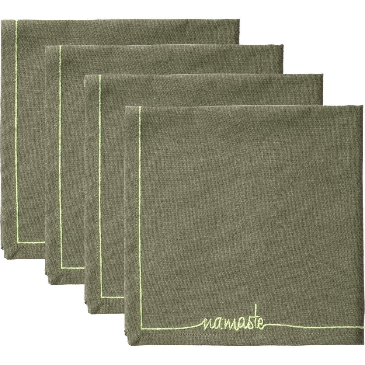 Serviettes (set de 4) en coton 45x45 Vert lichen