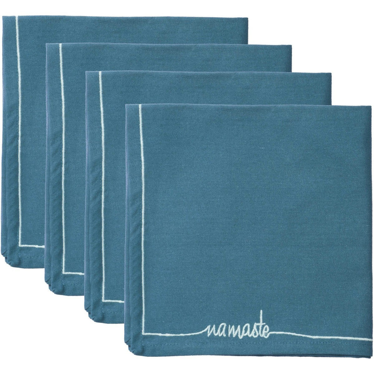Serviettes (set de 4) en coton 45x45 Bleu paon