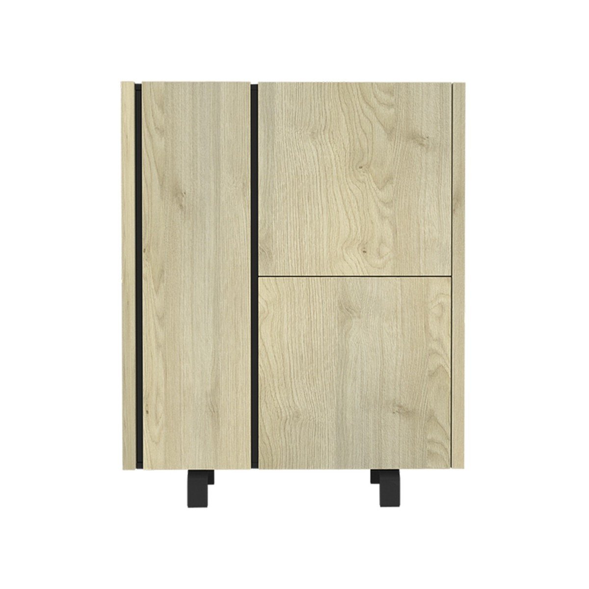 Buffet 3 portes effet Chêne et Intérieur Noir