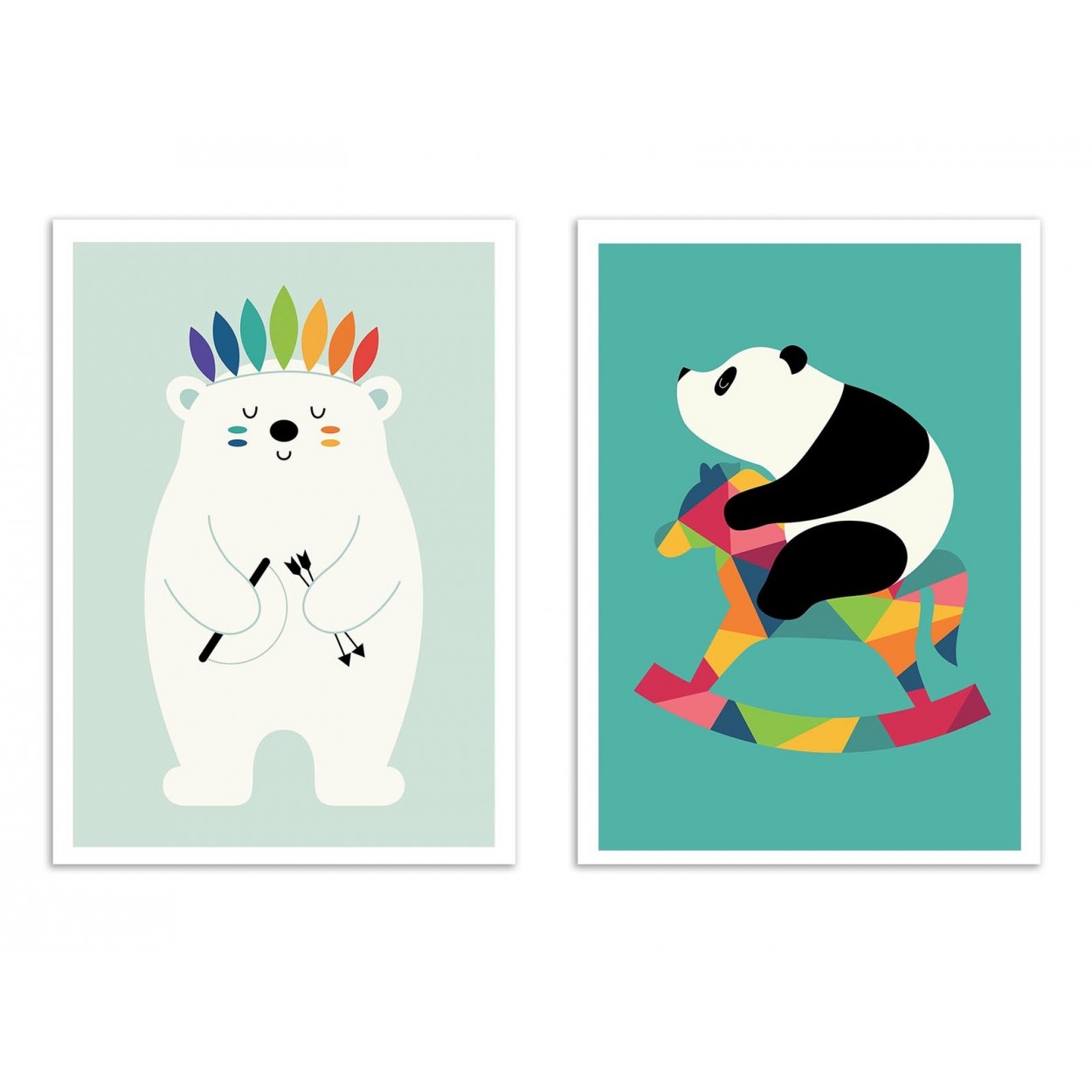 BÉBÉS PANDAS ET OURS BLANC - 2 Affiches d'art 30 x 40 cm BÉBÉS PANDAS ET OURS BLANC - 2 Affiches d'art 30 x 40 cm