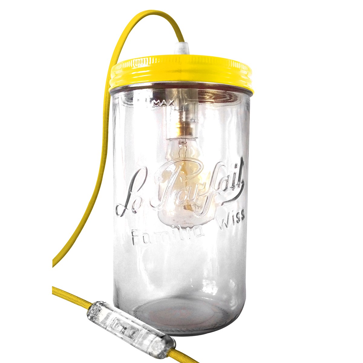 Lampe bocal XL en verre jaune