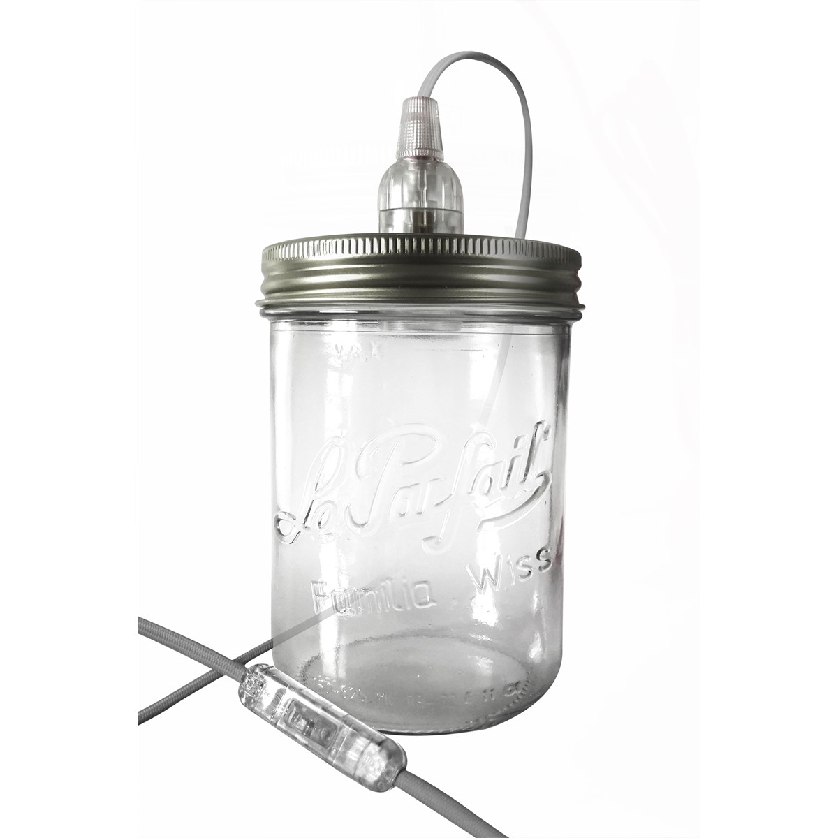 Lampe bocal en verre gris Lampe bocal en verre gris