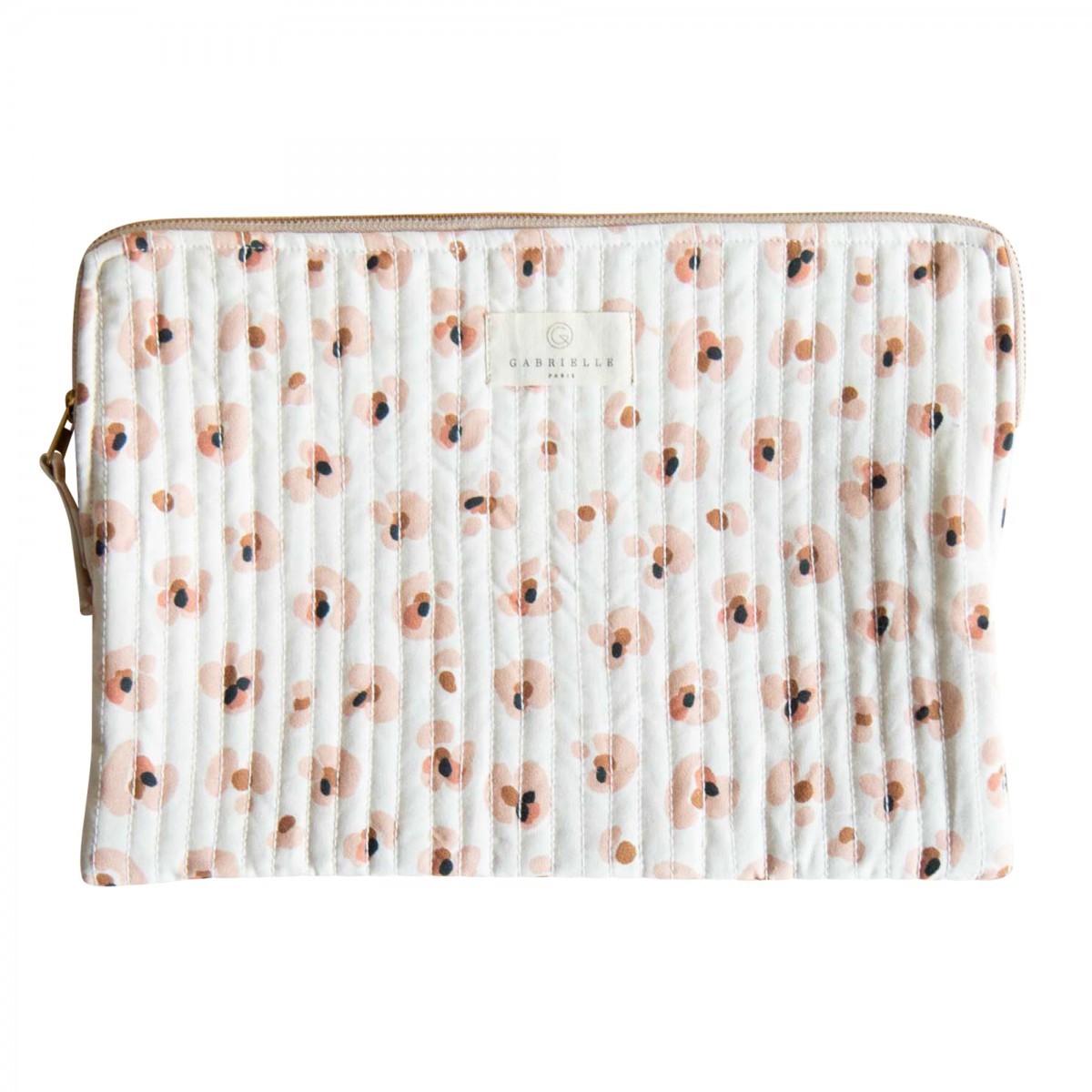 Pochette ordinateur en coton imprimé léopard crème Pochette ordinateur en coton imprimé léopard crème