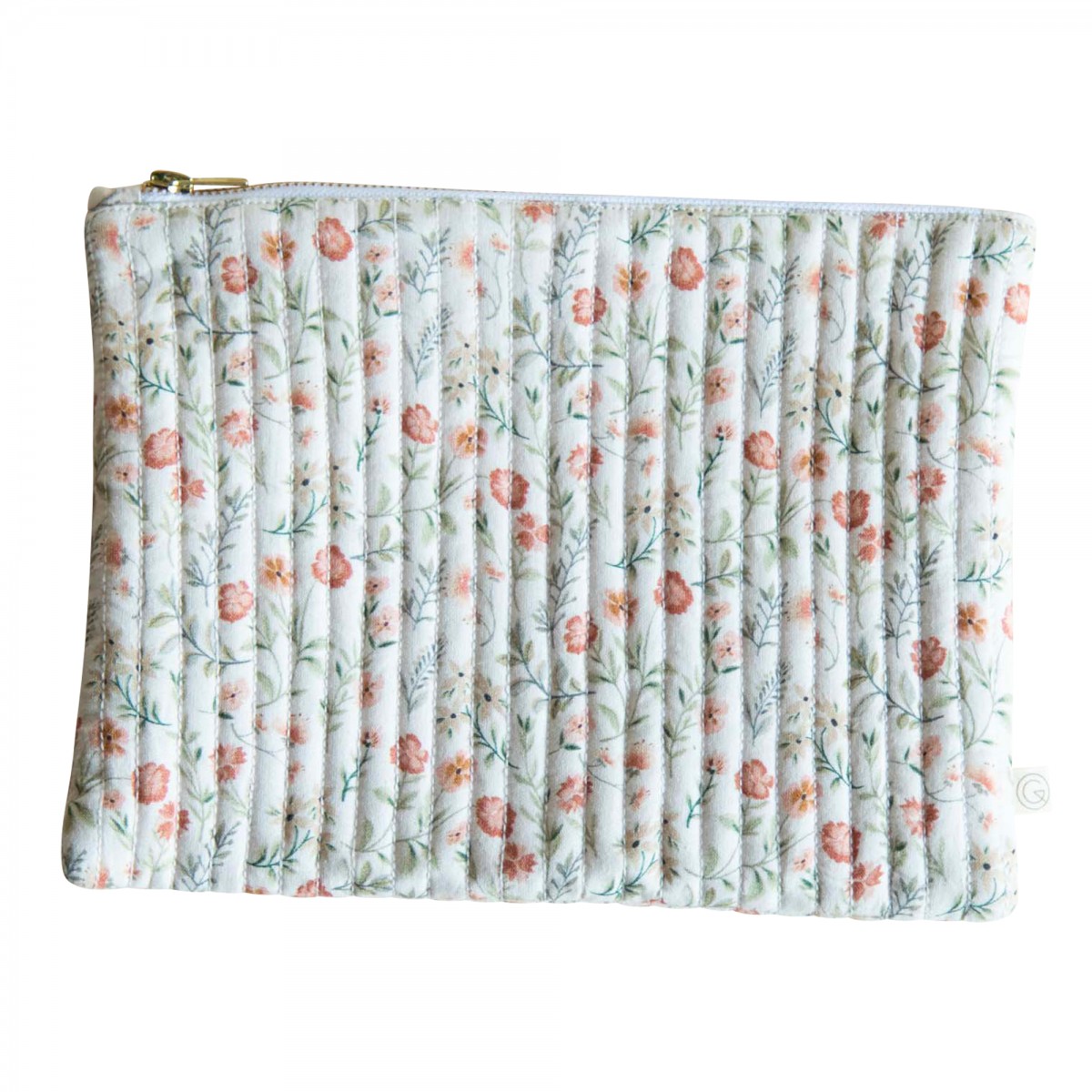 Grande pochette en coton imprimé fleuri crème Grande pochette en coton imprimé fleuri crème