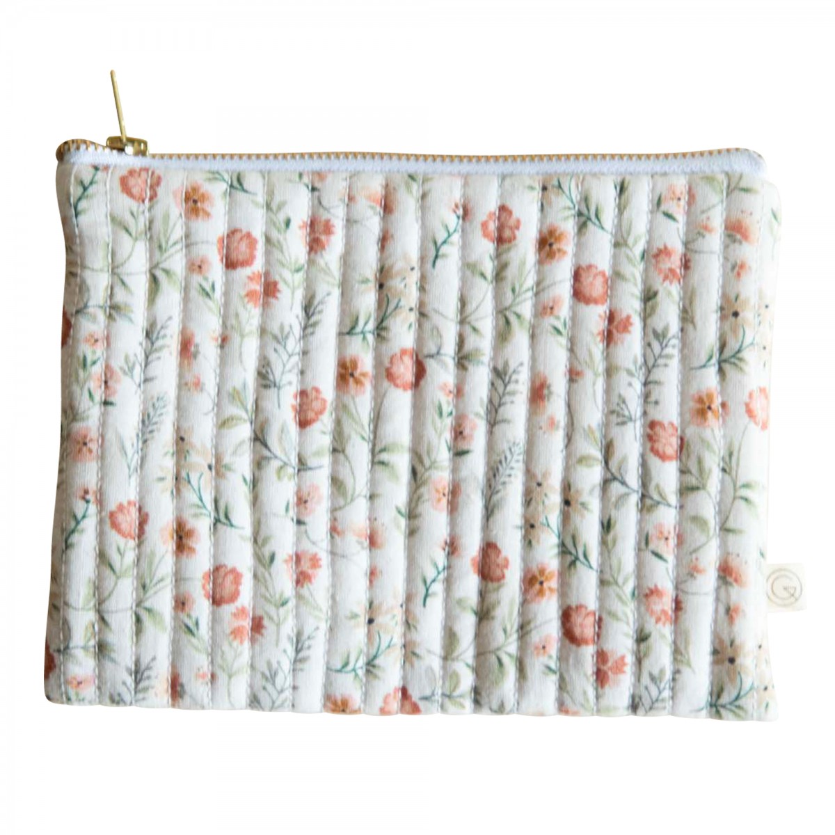 Pochette en coton imprimé fleuri crème Pochette en coton imprimé fleuri crème