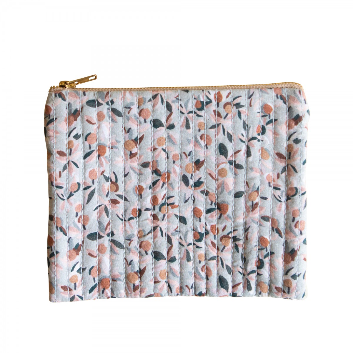 Petite pochette en coton imprimé feuilles vert Petite pochette en coton imprimé feuilles vert